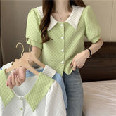 Sweet Panelled Peter Pan Collar Shirts